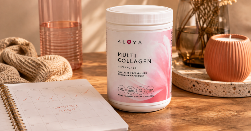 alaya multi collagen canister with calendar 